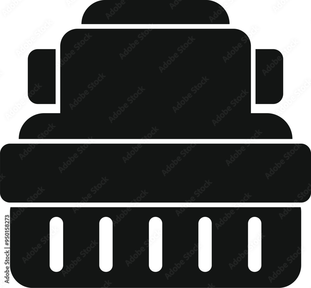 Poster black simple vector icon for ice maker machine making ice cubes