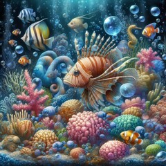 Aquatic Theme Painted with underwater scenes including fish cora