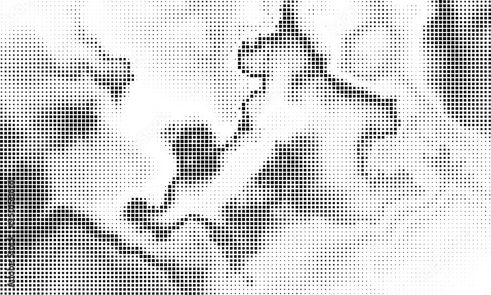Poster monochrome gradient halftone dots background. overlay png illustration. abstract grunge dots on tran