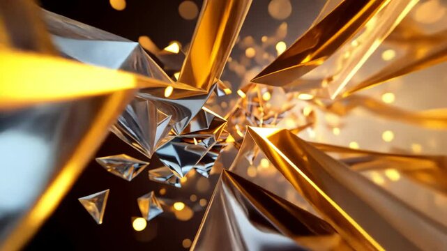 Golden Geometric Crystal Structure Background