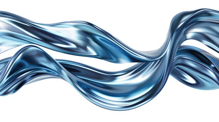 Silver chrome metal texture with waves, liquid silver metallic silk wavy design on transparent