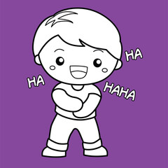 Kids Activity Laughing Boy Expression Cartoon Digital Stamp Outline