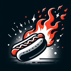 Spicy hot morning breakfast treat hot dog on fire for tasty food treat for fast food asset graphics resource