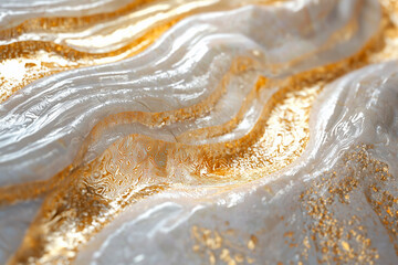 Obraz premium Abstract luxury elegant texture. Deep color and Gold waves background. Golden wave elements and particles. Template poster invitation flyer banner email header. Horizontal. Generative Ai content