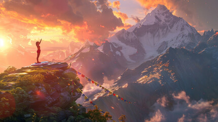 Imagine the serenity of a sunrise yoga session overlooking the Himalayas in Nepal, as the first light of dawn illuminates snow-capped peaks and prayer flags flutter in the mountain breeze. 