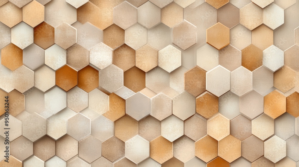 Poster a stylish abstract background featuring hexagonal patterns with warm beige tones, perfect for modern