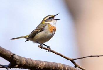 Bird's Melodious Song A bird perched on a branch singing its hea