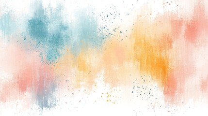 A vibrant abstract watercolor design featuring soft hues of blue, orange, and pink with a textured, artistic feel.