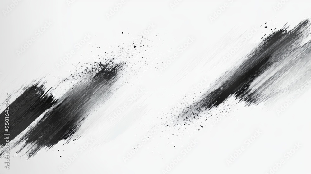 Poster abstract black brush strokes on white background, creating dynamic and modern artistic elements suit