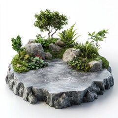 Miniature landscape with stone steps and lush greenery