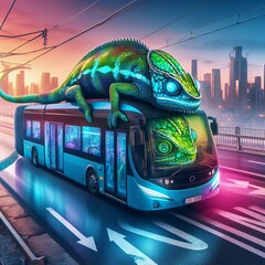 Chameleon trolleybus A trolleybus changing its holographic appea