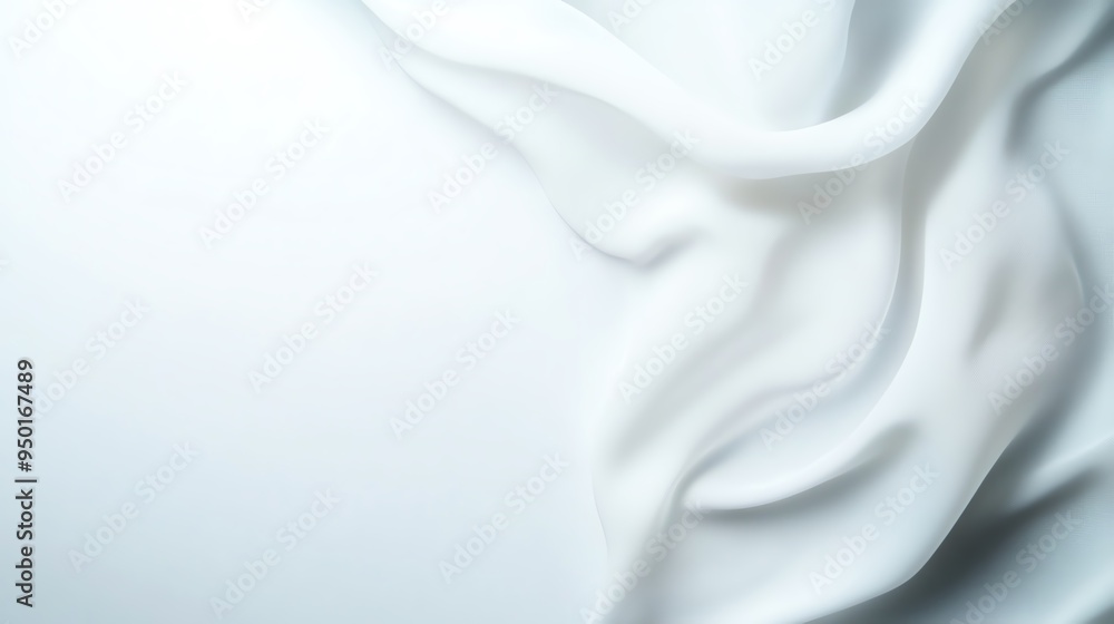 Poster Elegant white fabric draped gracefully, creating a soft and serene background perfect for various design projects.