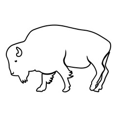 Bison Side View Outline