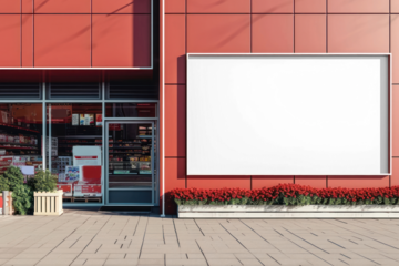 PNG Outdoor storefront billboard mockup, transparent background