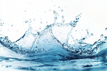 Water splash isolated on white background. Wallpaper. Banner