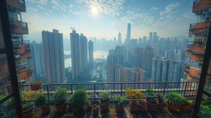 Urban Jungle: Aerial View of a Vibrant Metropolis Teeming with Activity