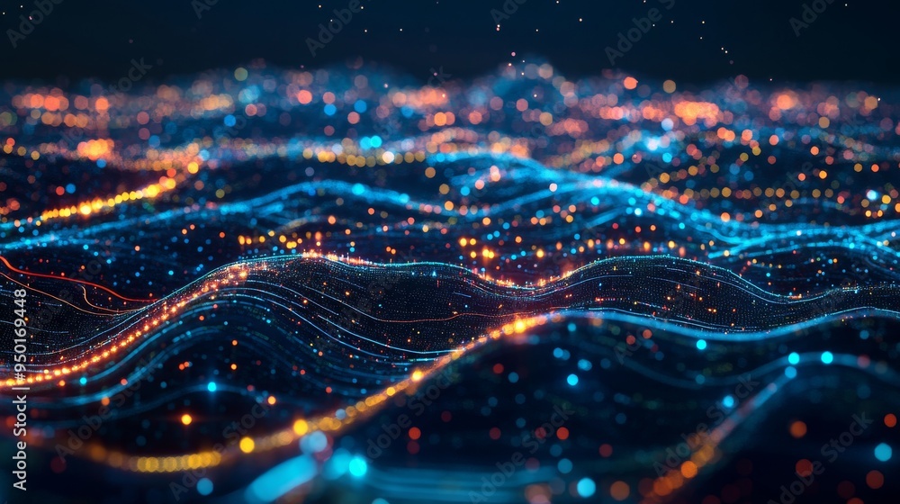 Poster the abstract concept of digital data can be used to describe network abilities, technical processes,