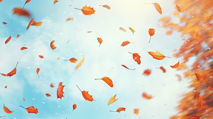 Background for the screen at a memorial rally. Fallen leaves fly in the wind