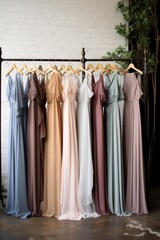 Stylish long dresses in beautiful soft hues, perfect for weddings. Bridesmaids outfits