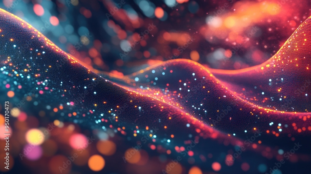 Poster abstract background of glowing data streams representing the exchange of information in digital mark