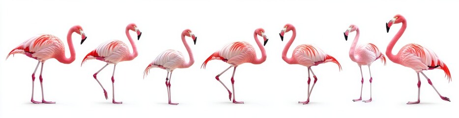 Obraz premium This is a set of elegant pink flamingos standing gracefully in a set of cutouts