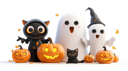cute Halloween 3D characters