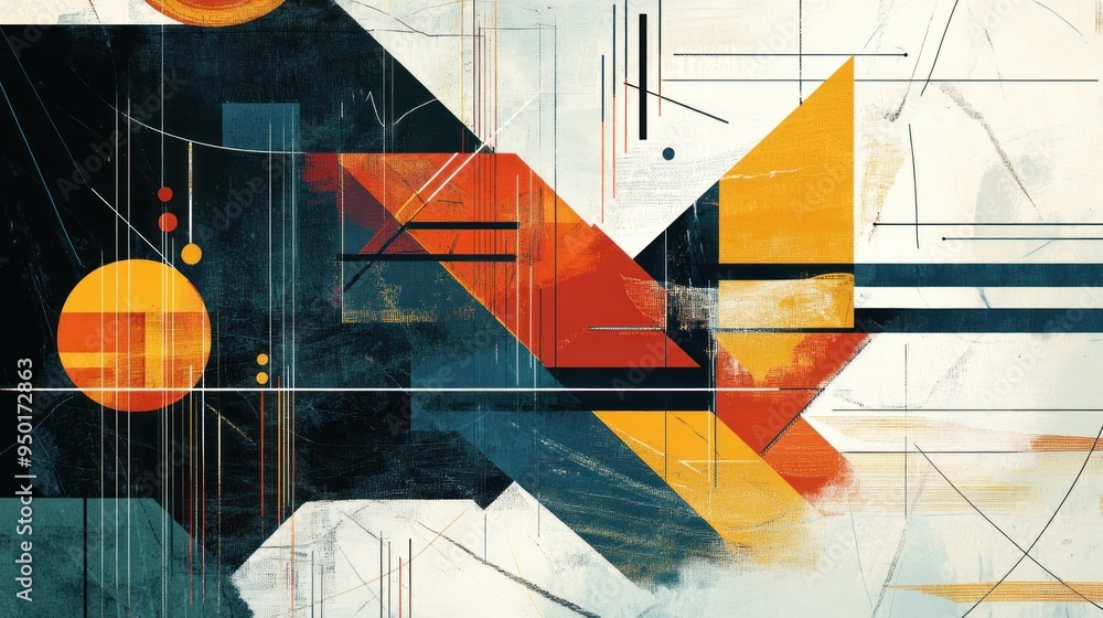 Poster Abstract Geometric Composition with Circles and Lines