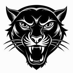 Panther head logo vector design. Abstract drawing panther face. Angry Panther silhouette