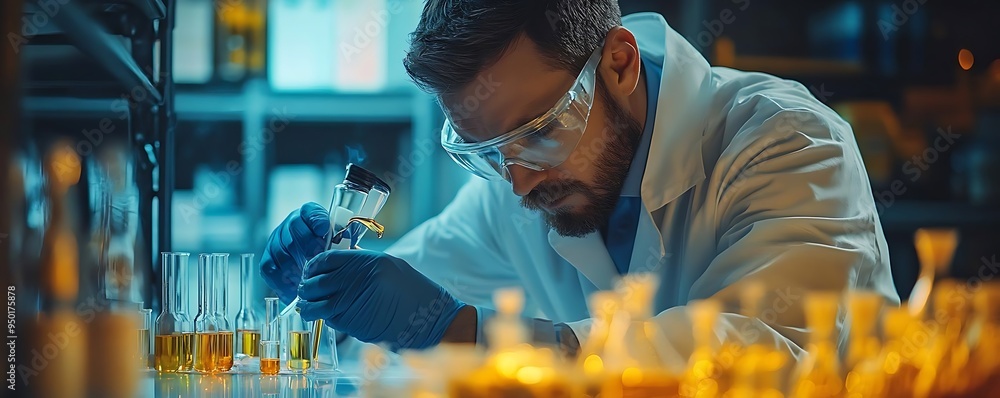 Aufkleber a focused scientist working in a laboratory - realistic image