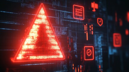 Red Warning Triangle on Digital Interface.