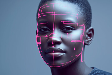 Portrait of Woman with Digital Facial Mapping