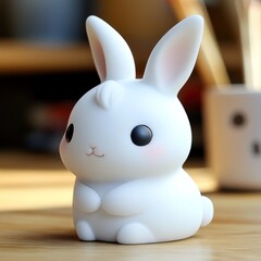 A cute white rabbit figurine with a simple design, ideal for decoration or gifting.
