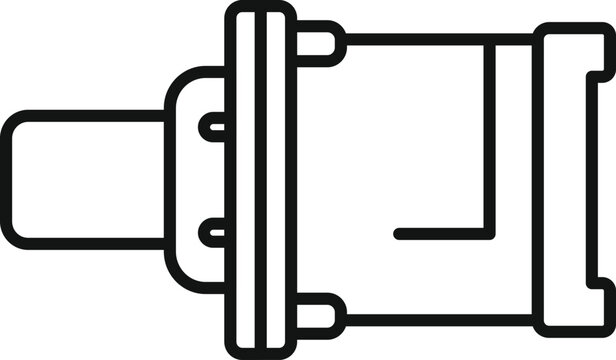 recommend clip art: Car muffler part icon in outline style illustrating an exhaust system repair service for automobiles