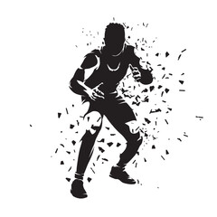 Wrestling, isolated vector silhouette of male wrestler, front view. Strong man. Greco roman wrestling