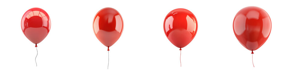 A collection of red balloons in various states, illustrating fun, celebration, and festive atmosphere for events.