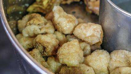 Cuanki meatballs, typical of Bandung, cooked in a pan