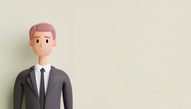 A stylish 3D character illustration of a man in a suit, ideal for business, corporate themes, and professional presentations.