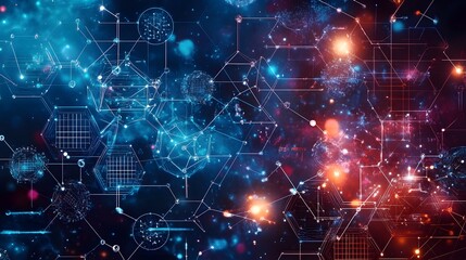 A backdrop of interconnected scientific diagrams and equations, perfect for highlighting research and discovery