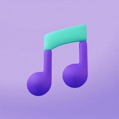 A vibrant, colorful music note on a soft purple background, representing creativity and harmony.