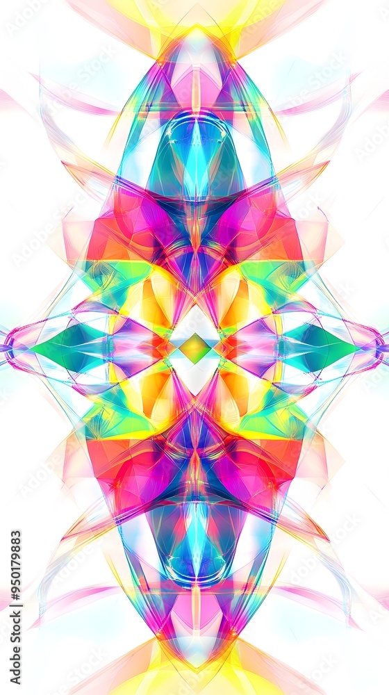 Poster vibrant fluorescent kaleidoscopic patterns with dynamic lighting in modern art style
