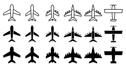 Set airplane vector icon set