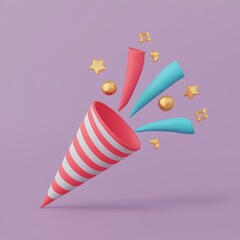 A festive party cone with colorful confetti, perfect for celebrations and party-themed designs.