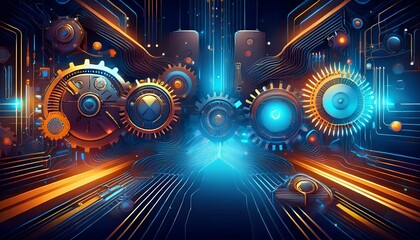Obraz premium Abstract Tech Background Highlighting the Integration of Automation Technologies