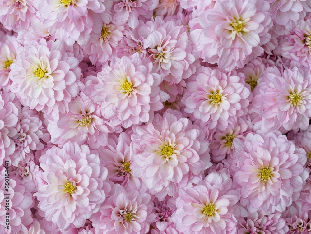 Poster aerial symmetrical pink pastel flowers creating geometric pattern with intricate designs and soft di