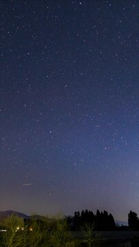 星空のタイムラプス　縦向き　縦型動画　SNS サイネージ