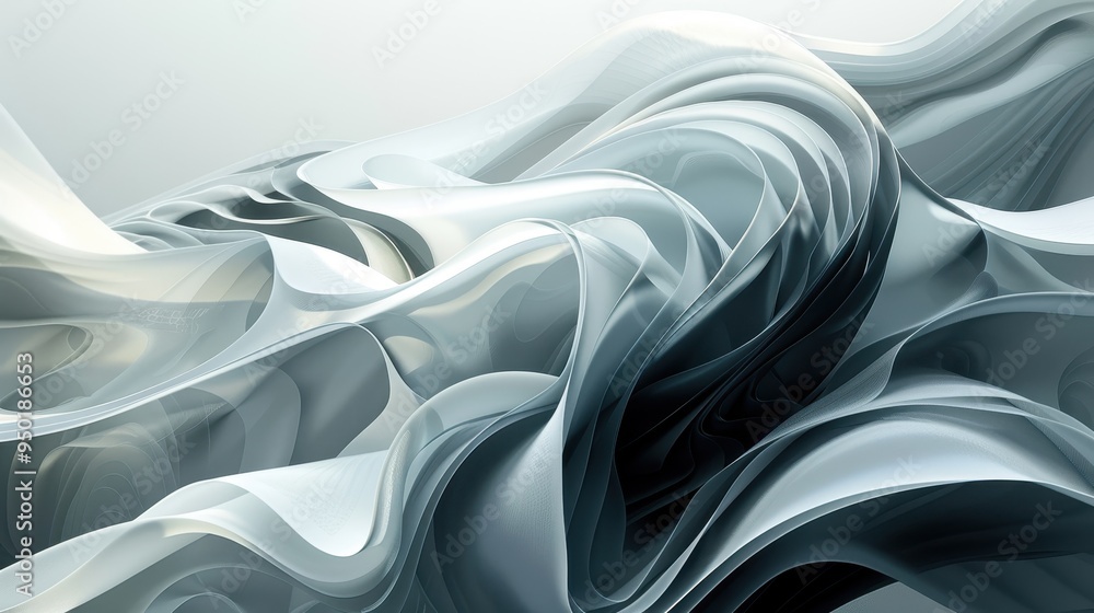 Poster abstract swirling patterns in soft shades of gray create a serene atmosphere