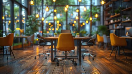 Contemporary Business Office Interior with Blurred Furniture for Professional Work Environment
