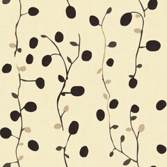 Vintage bean sprouts pattern on vintage beige fabric background, seamless repeating pattern, textile print style, minimal, bean sprouts design, seamless bean sprouts pattern, home decor, textiles