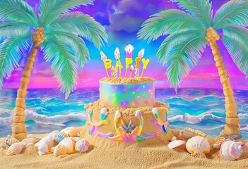 holographic beach bash a tropical holographic beach party with p