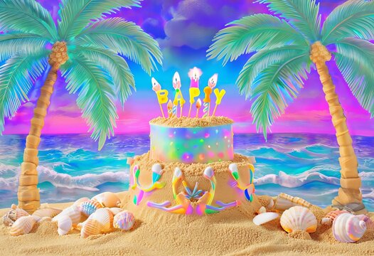 holographic beach bash a tropical holographic beach party with p